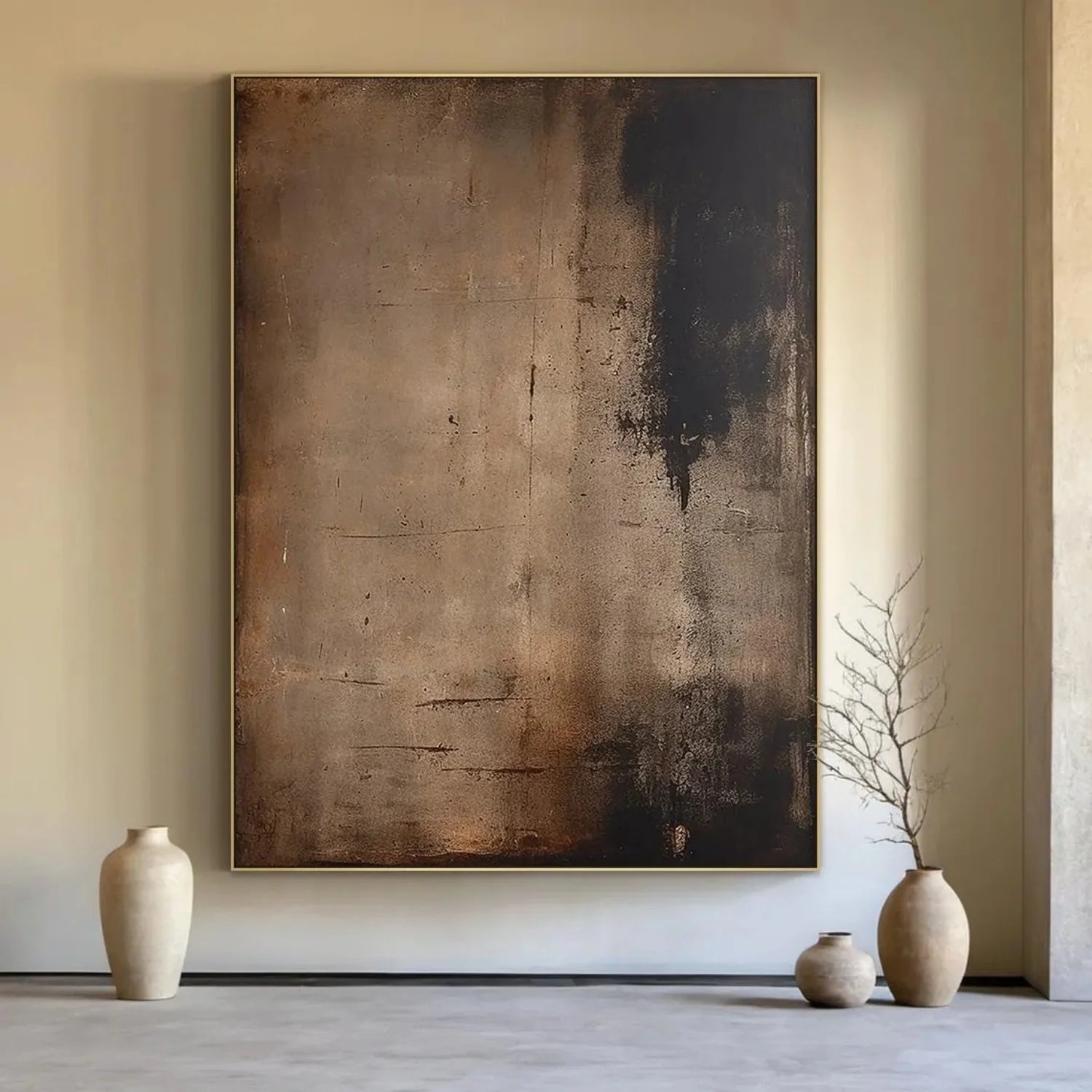 Wabi - Sabi Brown Abstract Oil Painting SR0084 - Viral Wall Art
